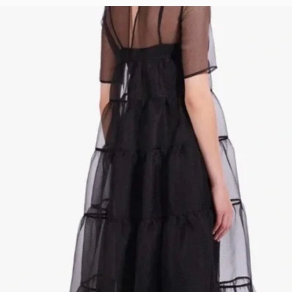 Staud Hyacinth Tiered Organza Overlay Maxi A-Line 2 Piece Dress Black M NWT - Picture 7 of 9